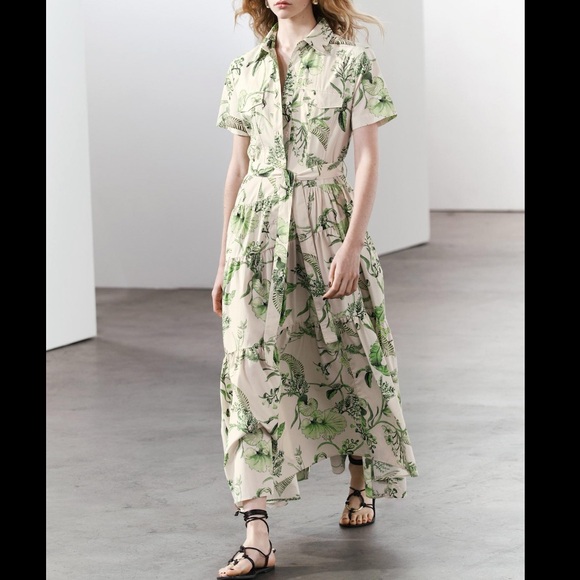Zara SS24 Printed Shirt Dress Medium NWT Large NWOT - Picture 4 of 5